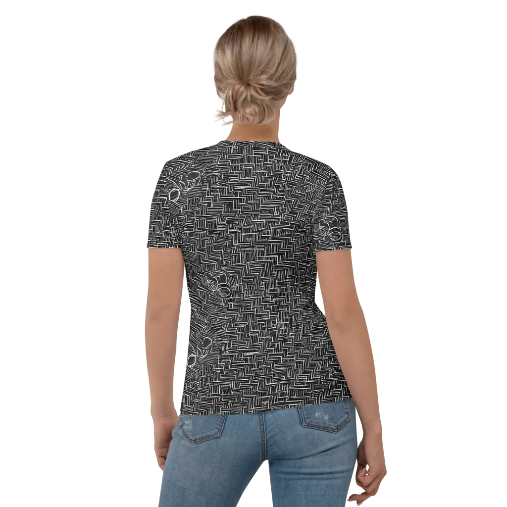 Noir Geometry on Women's Crew Neck T-Shirt — Back