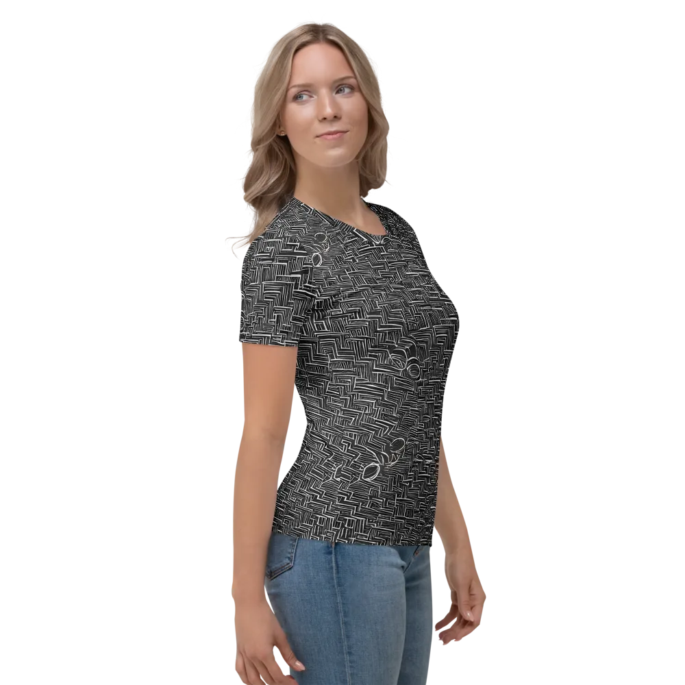 Noir Geometry on Women's Crew Neck T-Shirt — Right