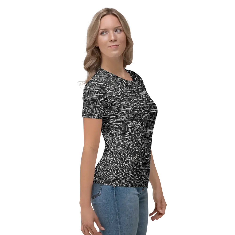 Noir Geometry on Women's Crew Neck T-Shirt — Right
