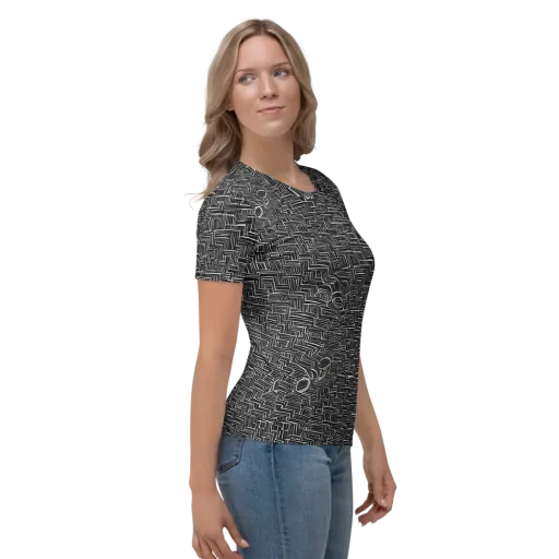 Noir Geometry on a Women's Crew Neck T-Shirt