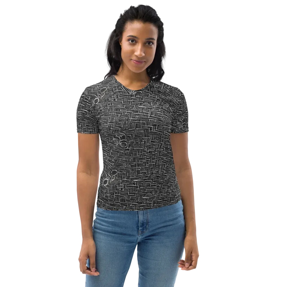 Noir Geometry on Women's Crew Neck T-Shirt — Front