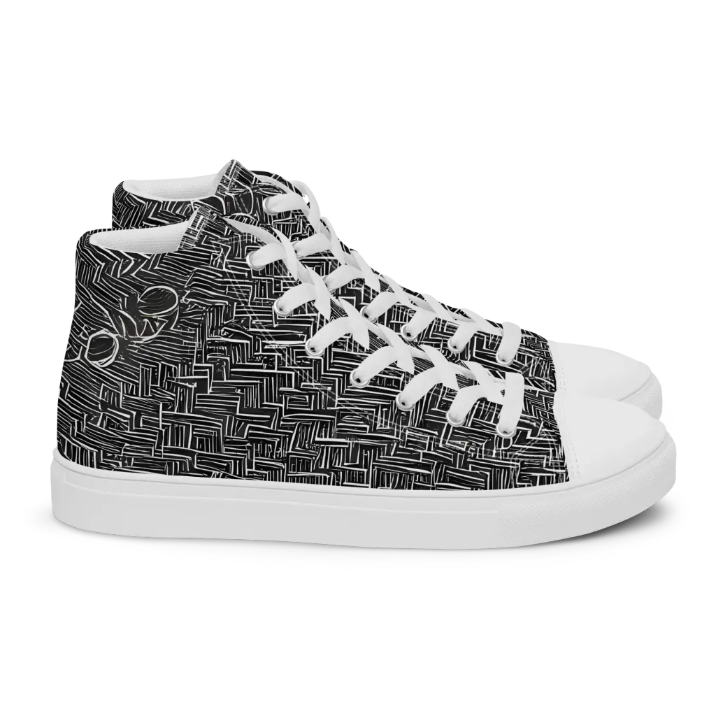 Noir Geometry on Women's High Top Canvas Shoes — Right