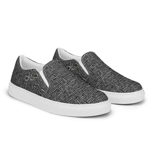 Noir Geometry on a Men's Slip-On Canvas Shoes