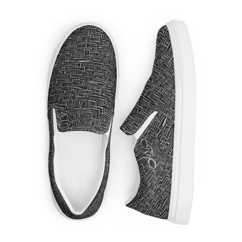 Noir Geometry on Men's Slip-On Canvas Shoes — Front