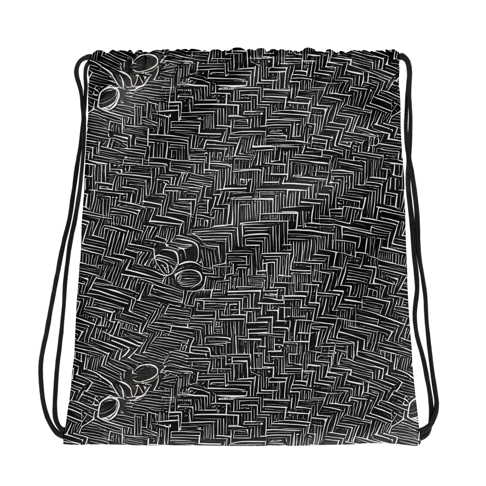 Noir Geometry on Drawstring Bag — Photo