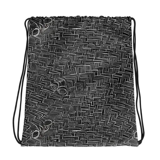 Noir Geometry on a Drawstring Bag