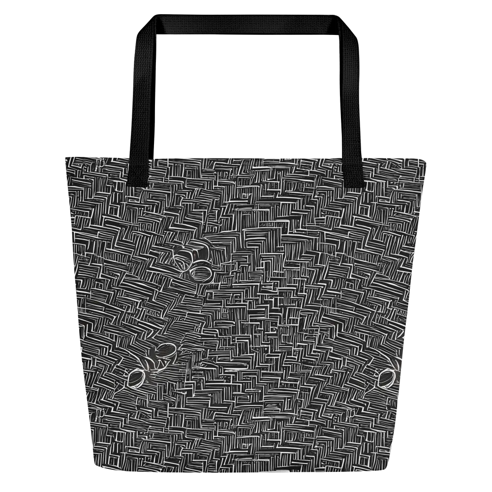 Noir Geometry on Large Tote Bag W/ Pocket — Front