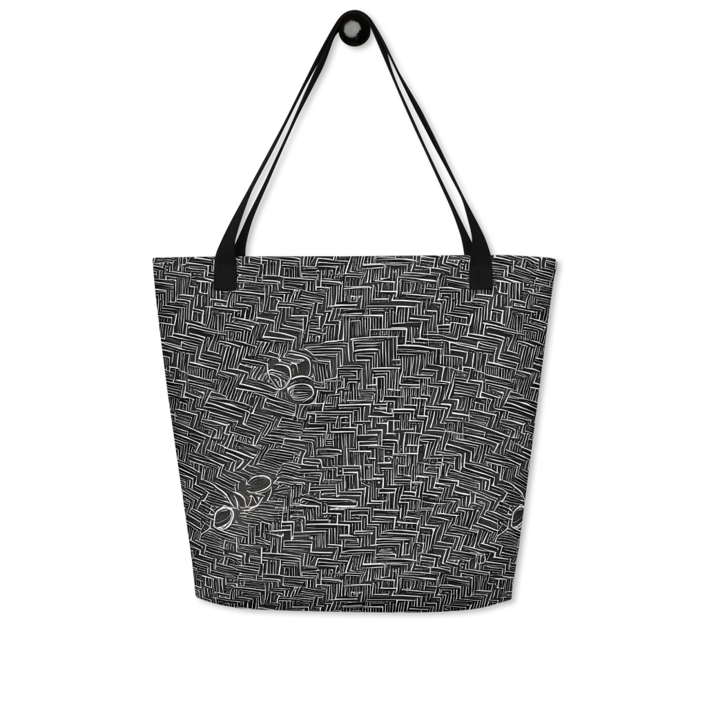 Noir Geometry on Large Tote Bag W/ Pocket — Front