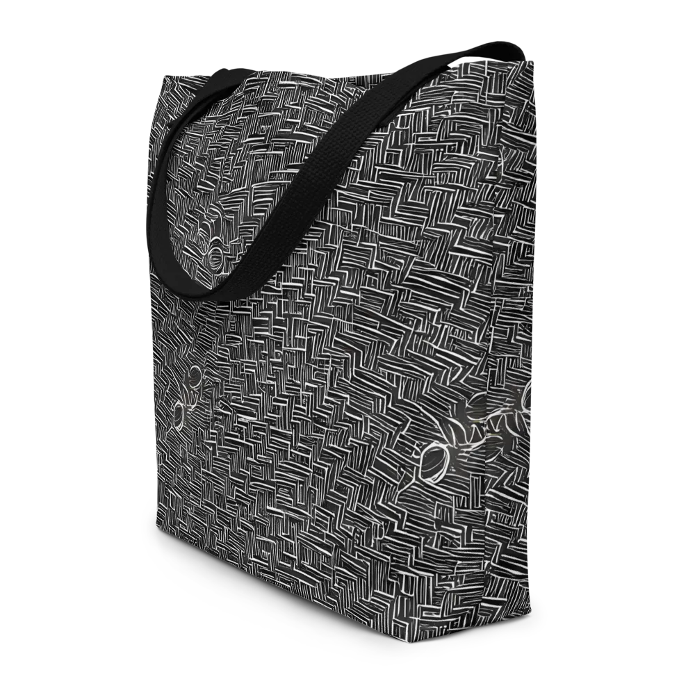 Noir Geometry on Large Tote Bag W/ Pocket — Front
