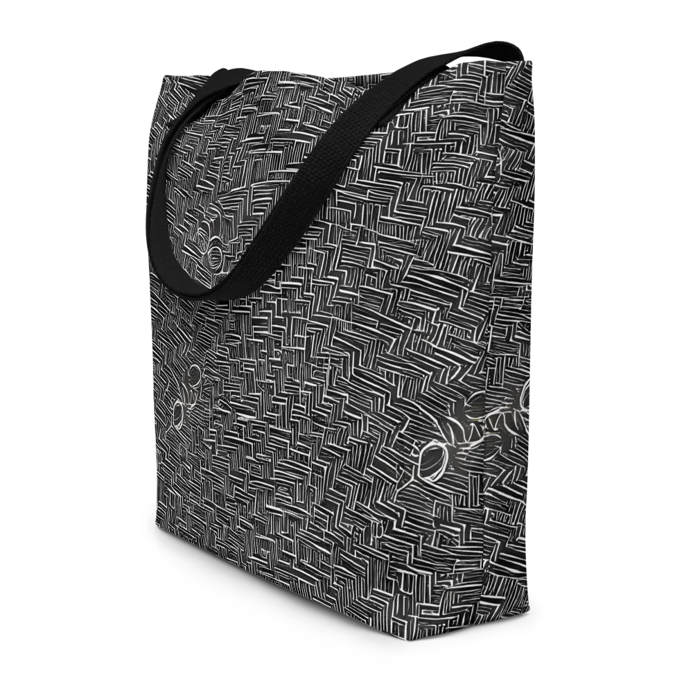 Noir Geometry on Large Tote Bag W/ Pocket — Front