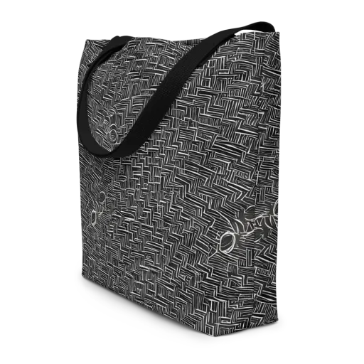 Noir Geometry on a Large Tote Bag W/ Pocket