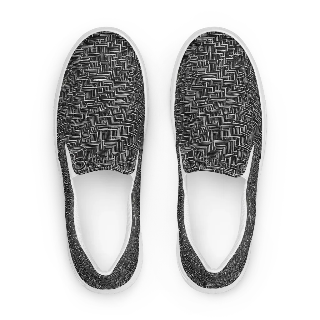 Noir Geometry on Women's Slip-On Canvas Shoes — Front