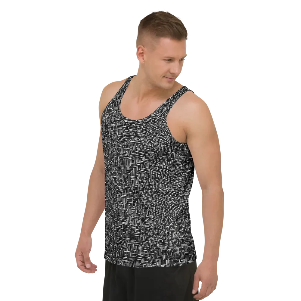 Noir Geometry on Men's Tank Top — Left Front