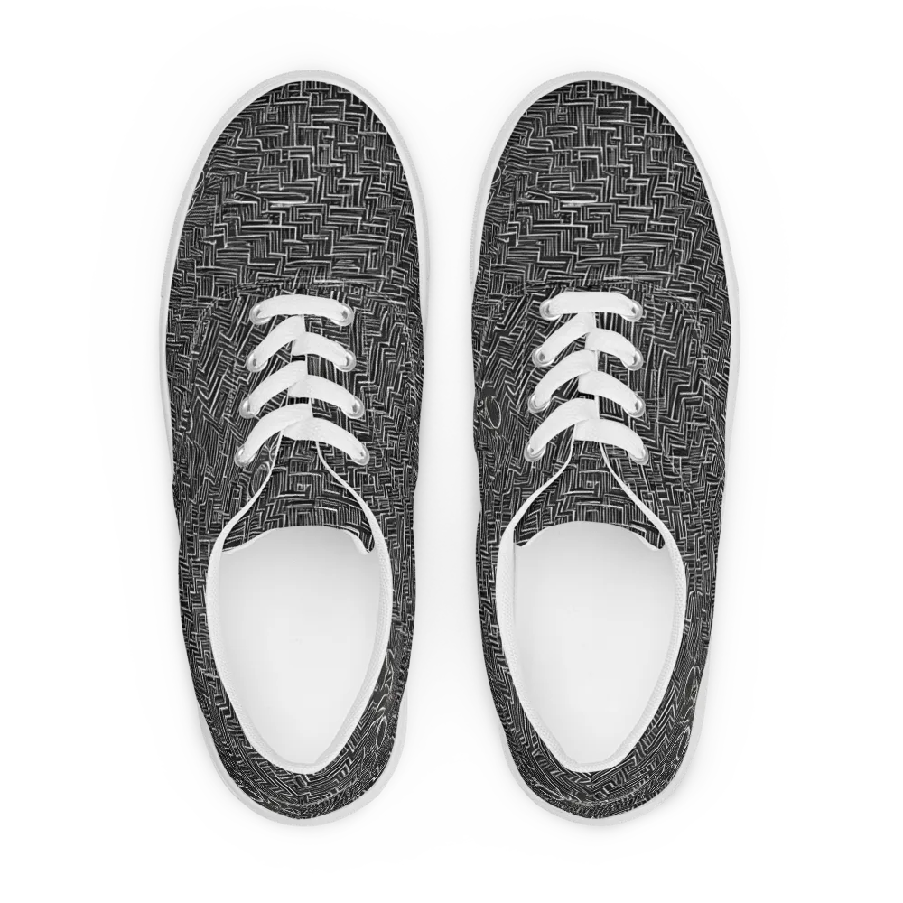 Noir Geometry on Men's Lace-Up Canvas Shoes — Front
