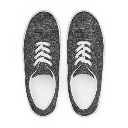 Noir Geometry on a Men's Lace-Up Canvas Shoes