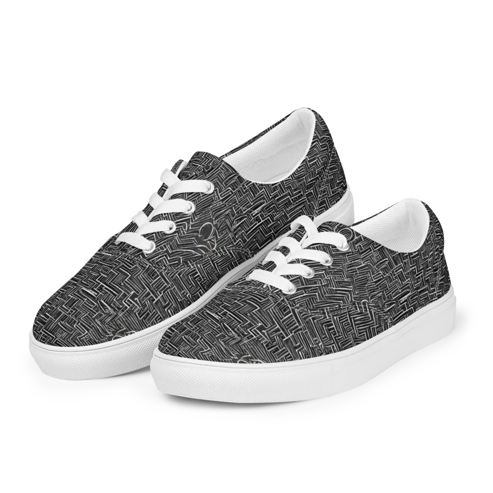 Noir Geometry on Men's Lace-Up Canvas Shoes — Left Front