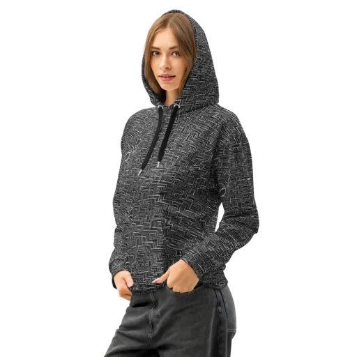 Noir Geometry on a Cotton Hoodie