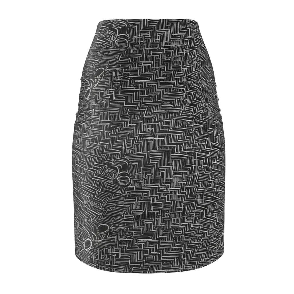 Noir Geometry on Pencil Skirt — Back