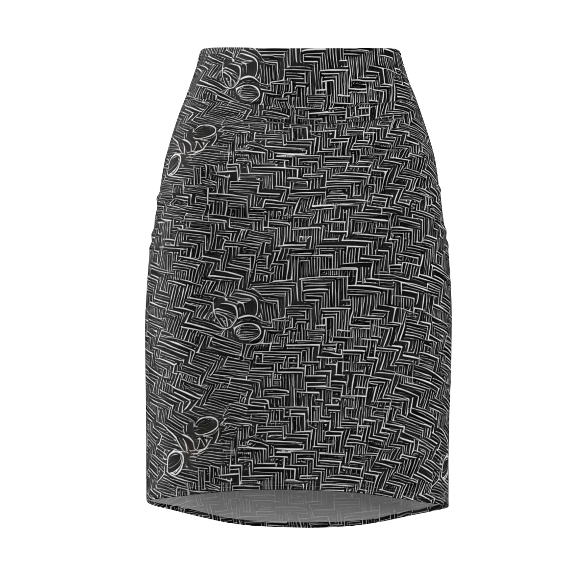 Noir Geometry on Pencil Skirt — Front