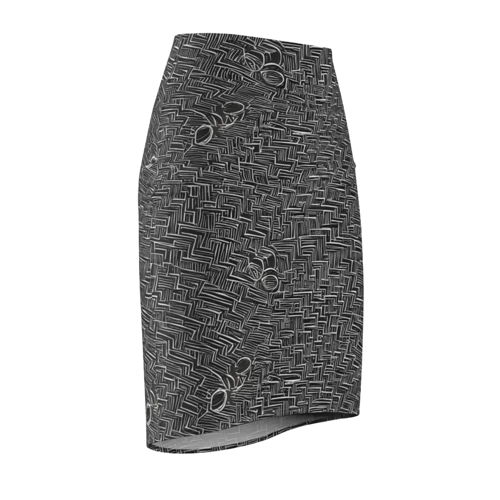 Noir Geometry on Pencil Skirt — Front Side