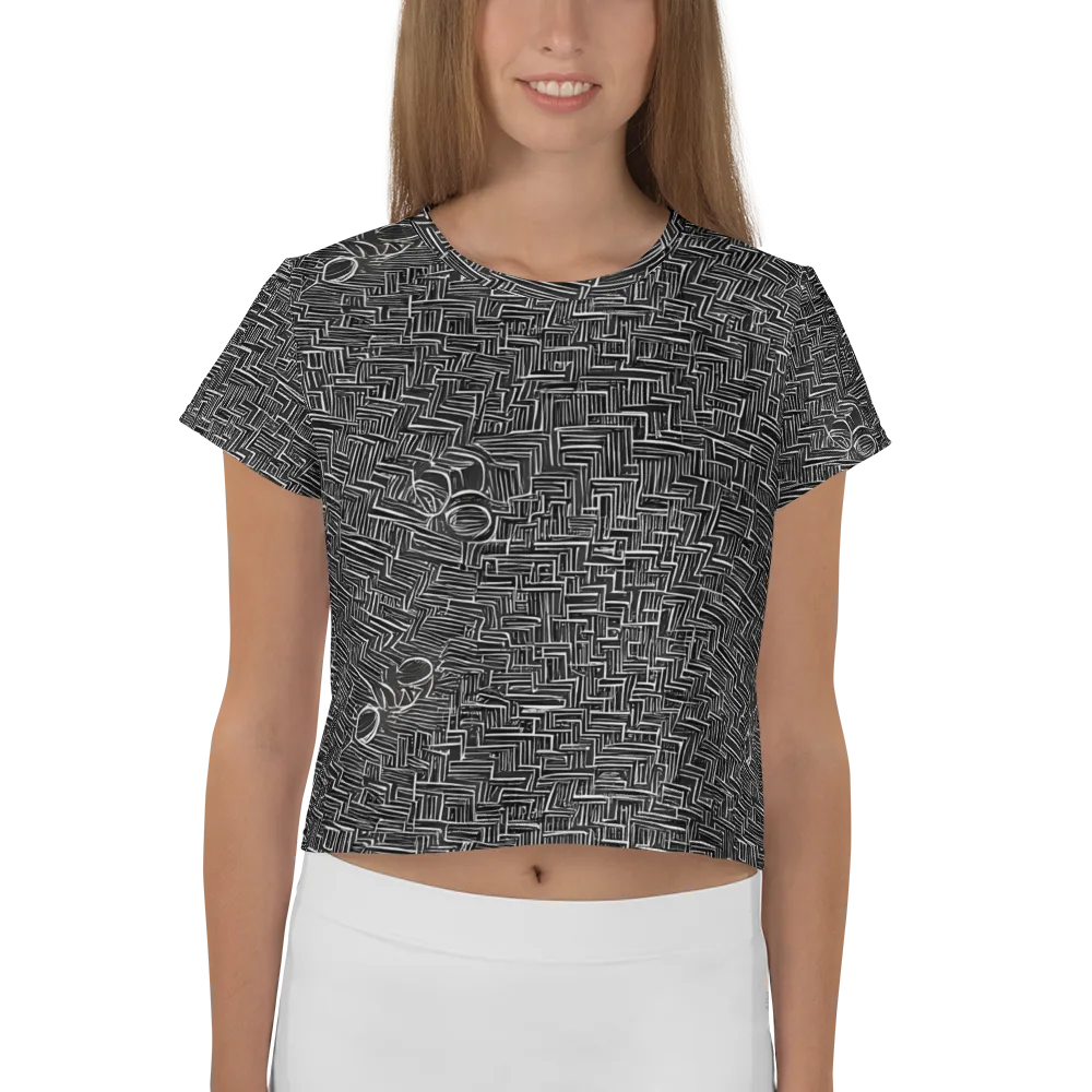 Noir Geometry on Crop Tee — Front