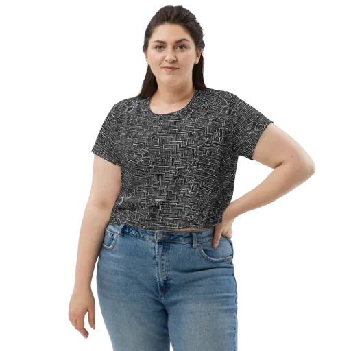 Noir Geometry on a Crop Tee