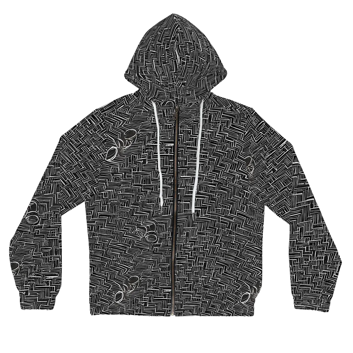 Noir Geometry on Women's Full-Zip Hoodie — Front