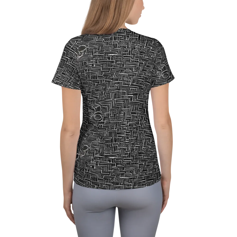Noir Geometry on Women's Athletic T-Shirt — Back