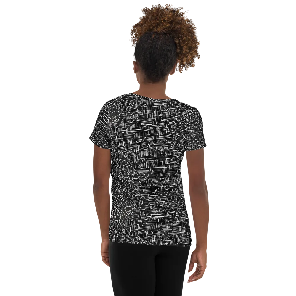 Noir Geometry on Women's Athletic T-Shirt — Back