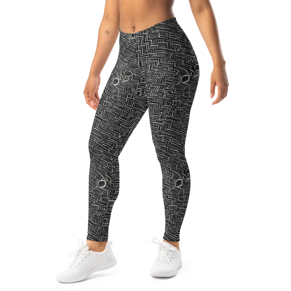 Noir Geometry on Leggings — Left Front