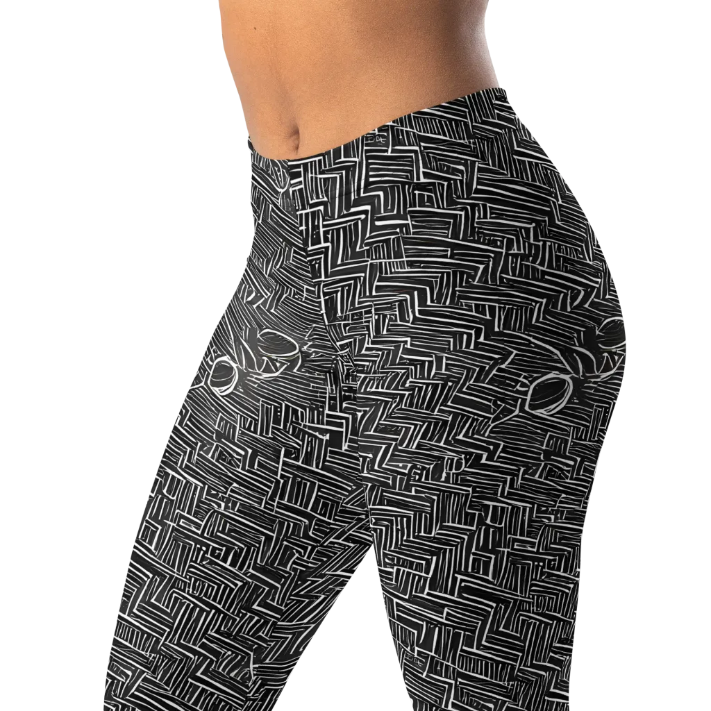 Noir Geometry on Leggings — Left Front