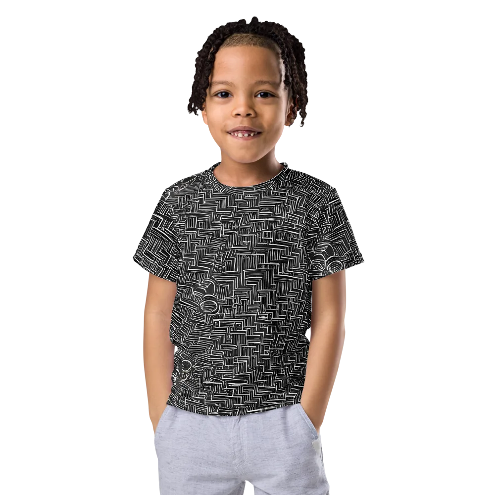 Noir Geometry on Kids Crew Neck T-Shirt — Front