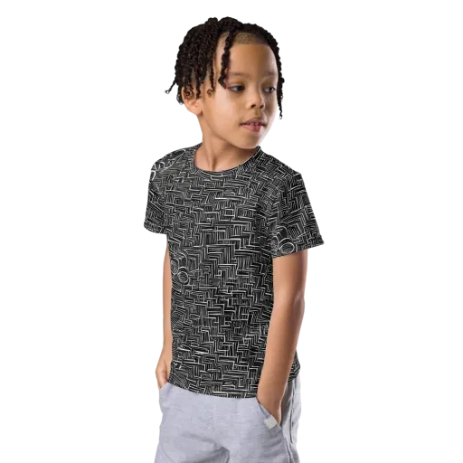 Noir Geometry on a Kids Crew Neck T-Shirt
