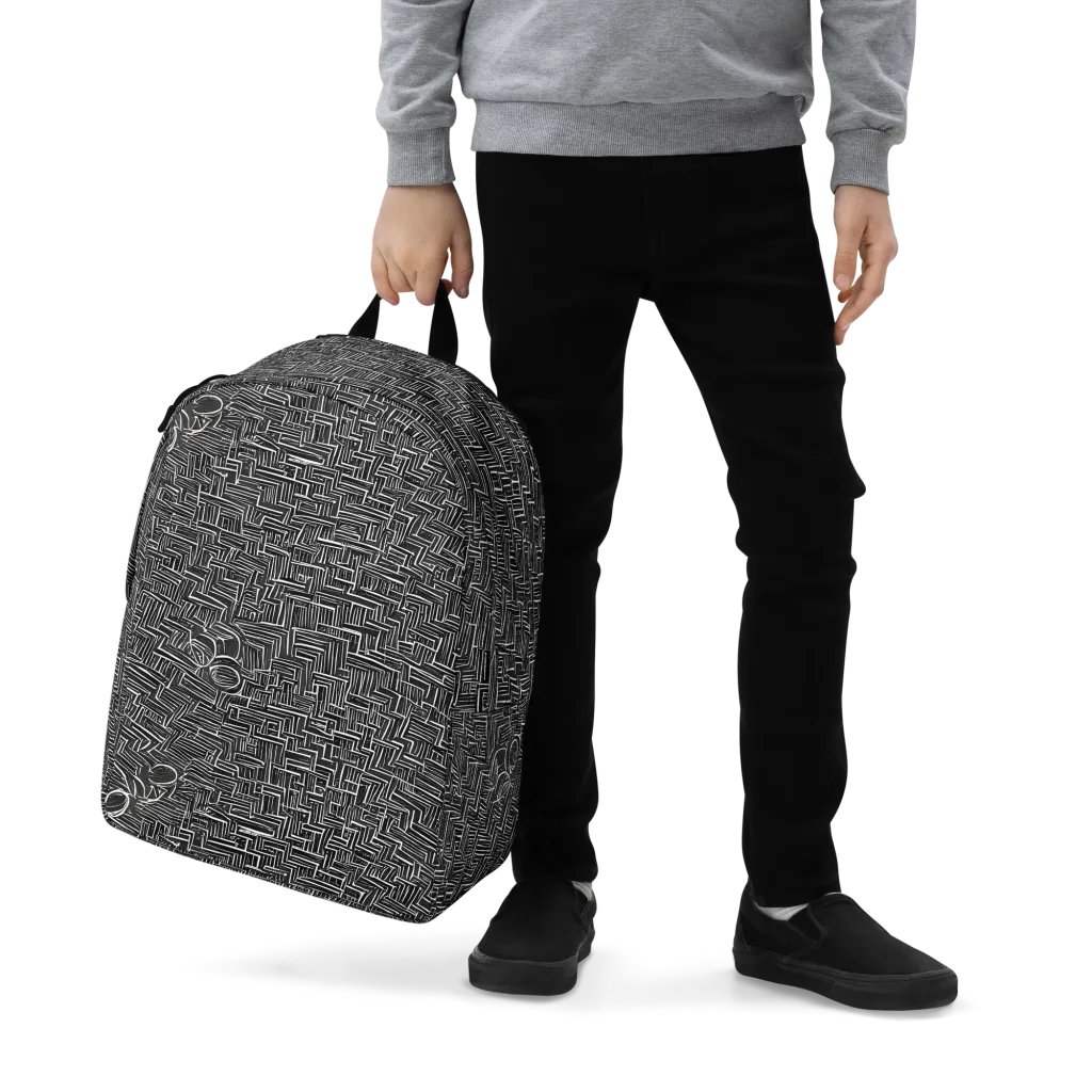 Noir Geometry on Minimalist Backpack — Zoomed-in