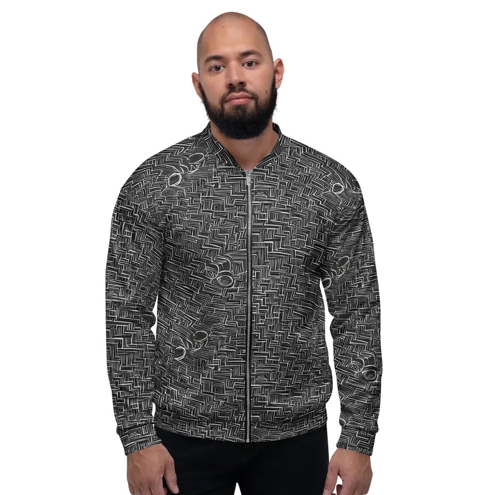 Noir Geometry on Bomber Jacket — Front