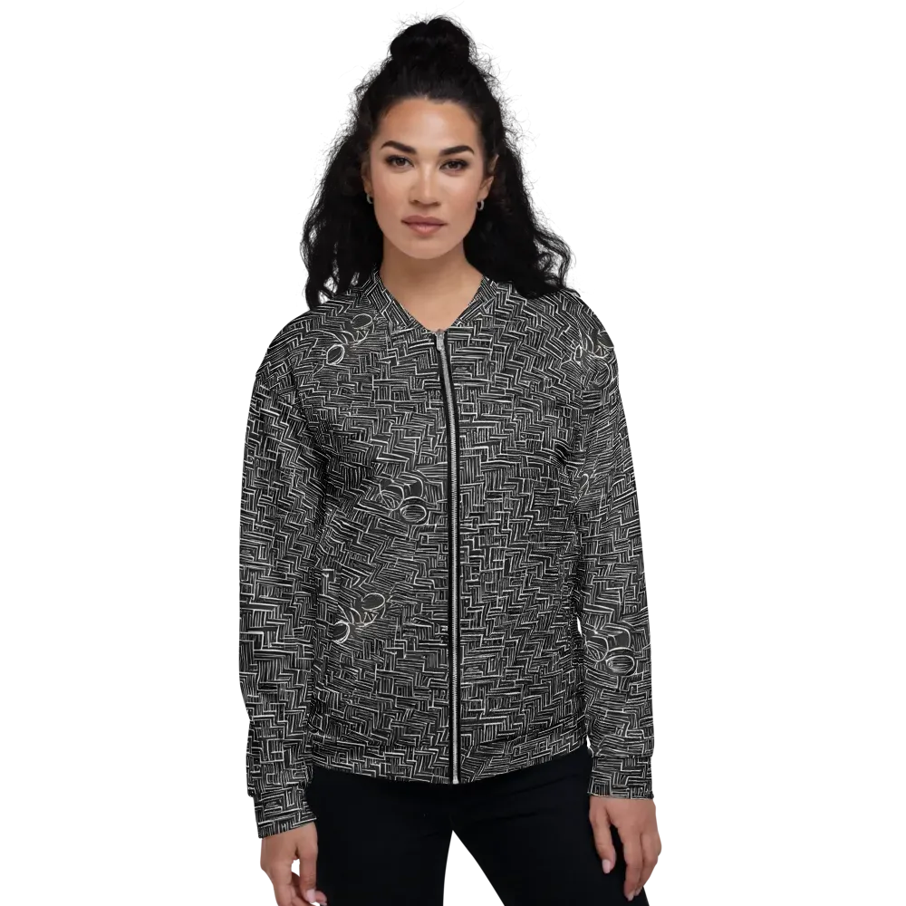 Noir Geometry on Bomber Jacket — Front