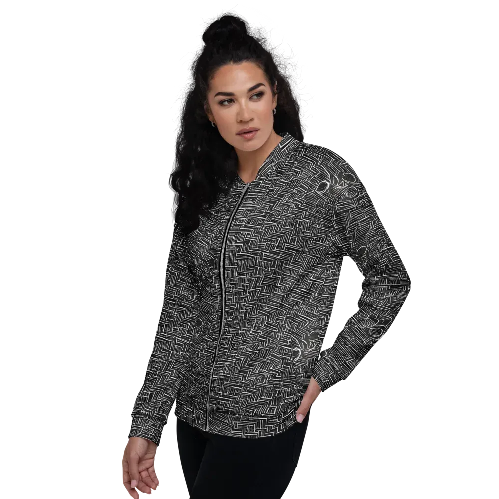 Noir Geometry on Bomber Jacket — Left