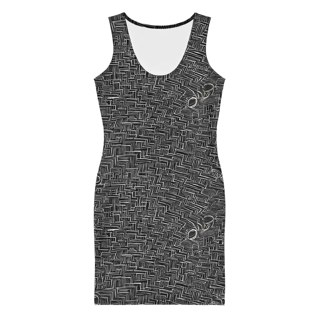Noir Geometry on Bodycon Dress — Front