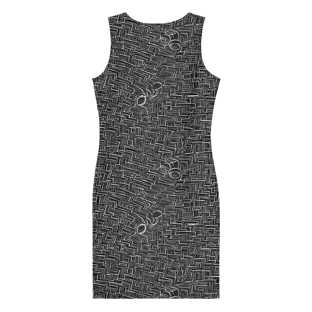 Noir Geometry on Bodycon Dress — Back