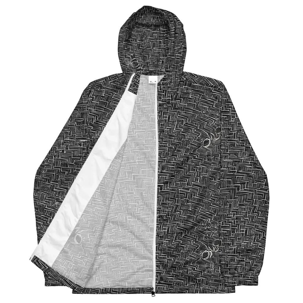 Noir Geometry on Men's Windbreaker — Front