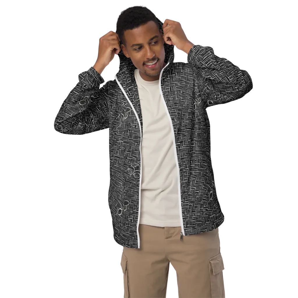 Noir Geometry on Men's Windbreaker — Front