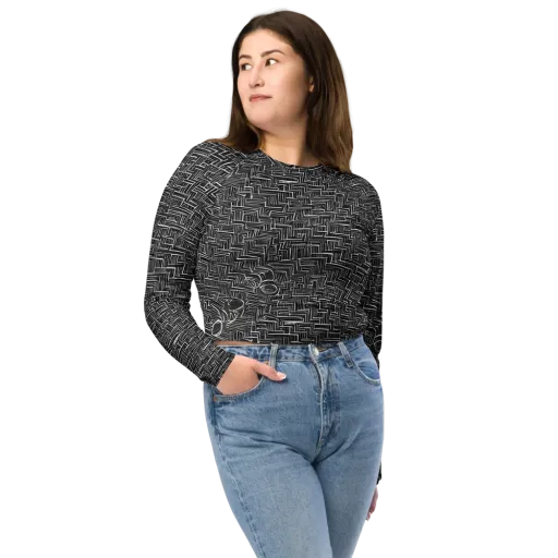 Noir Geometry on a Long Sleeve Crop Top