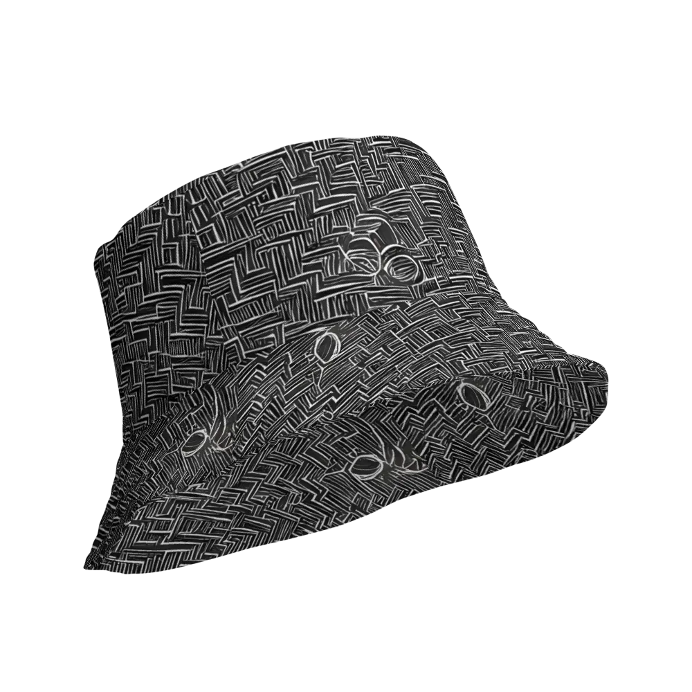 Noir Geometry on Reversible Bucket Hat — Product details Outside