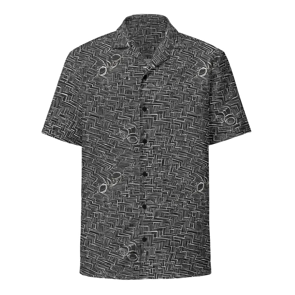 Noir Geometry on Button Shirt — Front