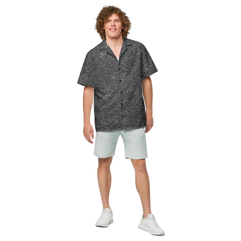 Noir Geometry on Button Shirt — Front