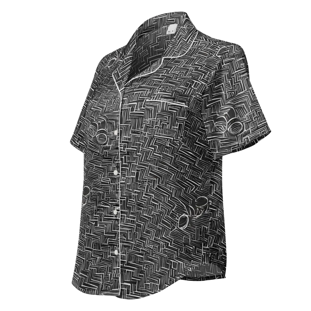 Noir Geometry on Women's Short Sleeve Pajama Top — Left Front
