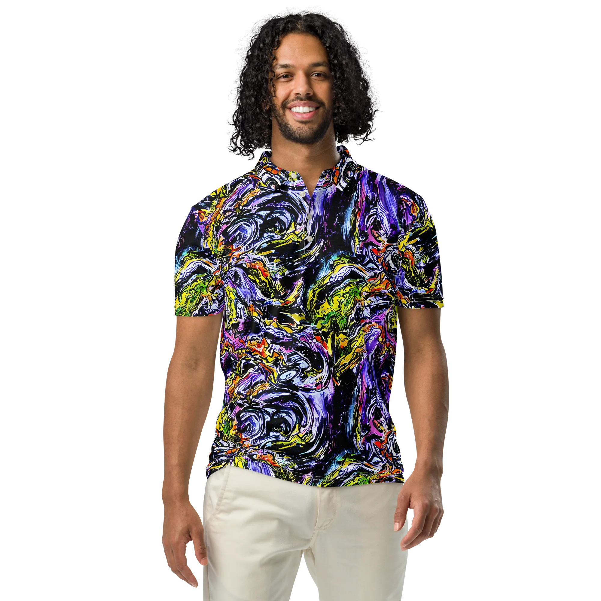 Midnight Mutation on Men's Slim Fit Polo Shirt — Front