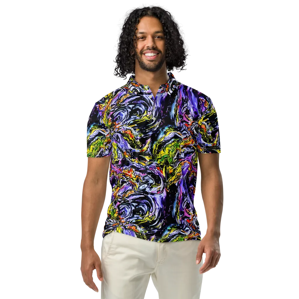 Midnight Mutation on Men's Slim Fit Polo Shirt — Front