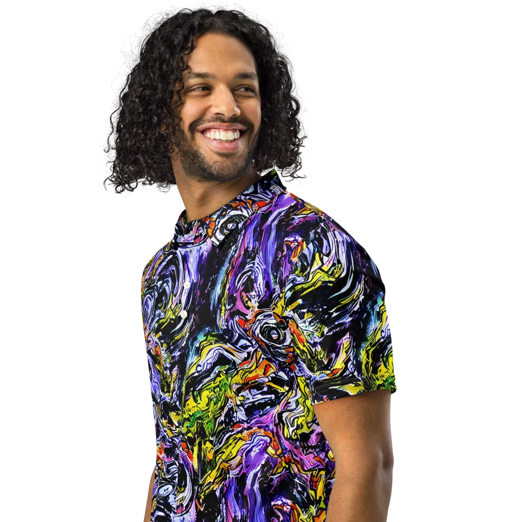 Midnight Mutation on Men's Slim Fit Polo Shirt — Left Front