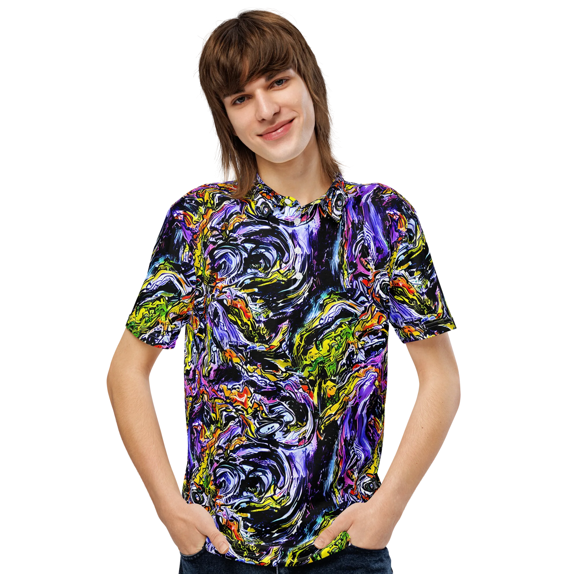 Midnight Mutation on Men's Slim Fit Polo Shirt — Front